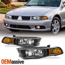 For 2002-2003 Mitsubishi Galant Halogen Type Black Headlights Pair Leftright For 2002-2003 Mitsubishi Galant Halogen Type Black Headlights Pair Leftright