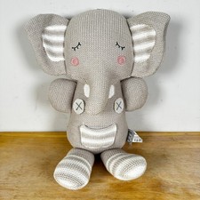 Living Textiles Theodore the Elephant Stuffed Rattle Lovey 100 Cotton Baby