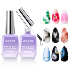 2Pcs 18Ml Blooming Gel for Nail, Clear Blooming Gel Nail Polish for Nail Art, Ea
