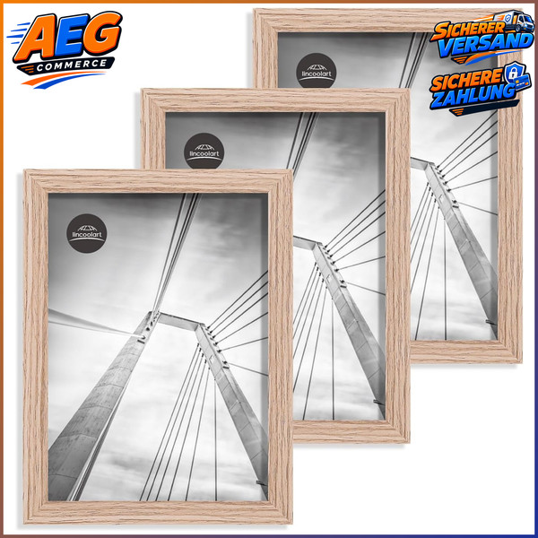 Bilderrahmen 15X20 Cm Holz 3Er Set MDF Mit Acrylglas Tisch Wand FüR 3 StüCk-image
