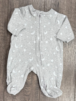Baby Girl Boy Clothes Little Me Preemie Gray White Star Footed Outfit