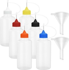 6 Pcs 4-Ounce Needle Tip Glue Bottles with Multicolor Lids for DIY Precision