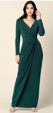 EVA Fashions Long Mother Of The Bride Formal Glitter Dress Sz S Hunter Green