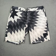Greyson Indian Wells Board Shorts Mens 40 Black Gray Geometric Swim Trunks 9"
