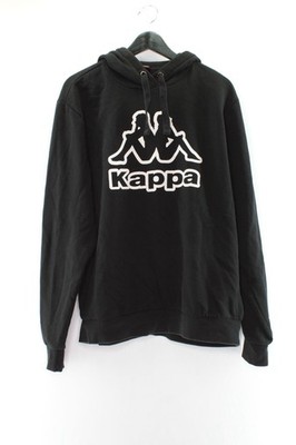 Kappa Herren Pullover Gr. L Oberteil Schwarz Kapuze Baumwolle #FP-6