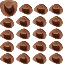 50 Pieces Mini Western Cowboy Cowgirl Hat Plastic Miniature Western Hat Doll Hat