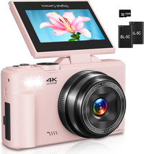 Digital Camera for Photography, 4K Vlogging Camera for Youtube 3" 180  Flip Scre