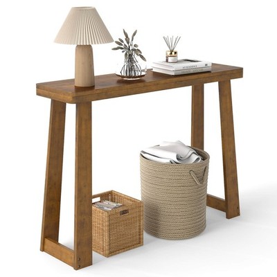 43-Inch Console Table, Narrow Long Rubberwood Table Behind the Couch for Hallway