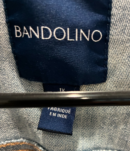 Bandolino Jean Denim Embroidered Jacket size 1X inside pockets pre owned - Picture 4 of 7