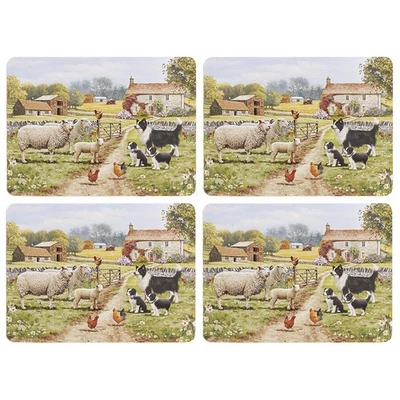 Lesser & Pavey Collie & Sheep Platzsets Set of 4 Kork Rückseite Tischsets - Bild 1 von 3