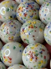 Lot of 10 - Vintage Handmade Milk Glass Confetti Glitterbomb Speckle Marbles