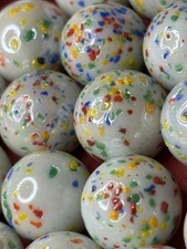 Lot of 10 - Vintage Handmade Milk Glass Confetti Glitterbomb Speckle Marbles