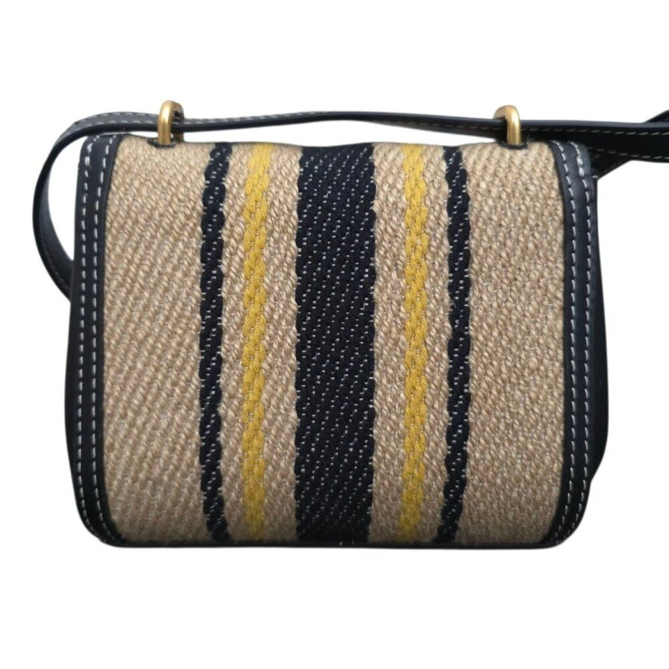 Mini Bandolera Tory Burch Juliette Lino Francés Negro Tostado Dorado Doble T Logo Foto 4 de 4
