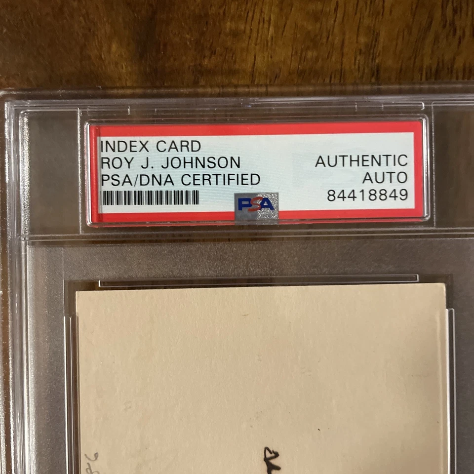 RARE PSA/DNA Roy Johnson Autographed 3 x 5 Index Card MLB PSA - Image 4 of 4