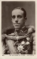 King Alfonso XIII of Spain in Uniform, Medals (1920s) Rotary RPPC Postcard