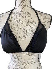 Women's Large Black Triangle Bikini Top Shade  Shore  Black Removable Pads