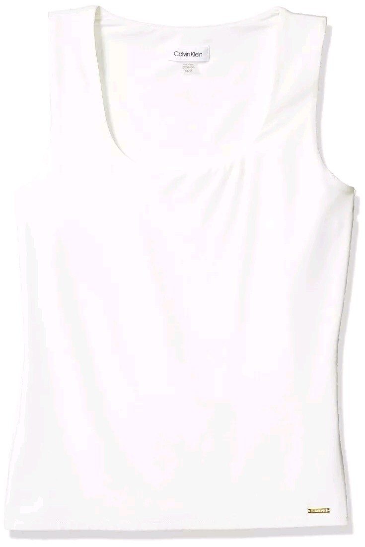 カルバン・クライン   Sleeveless Seamless Tank レディース シャツ トップス Eggshell Calvin Klein Women's Sleeveless Seamless Tank, Eggshell