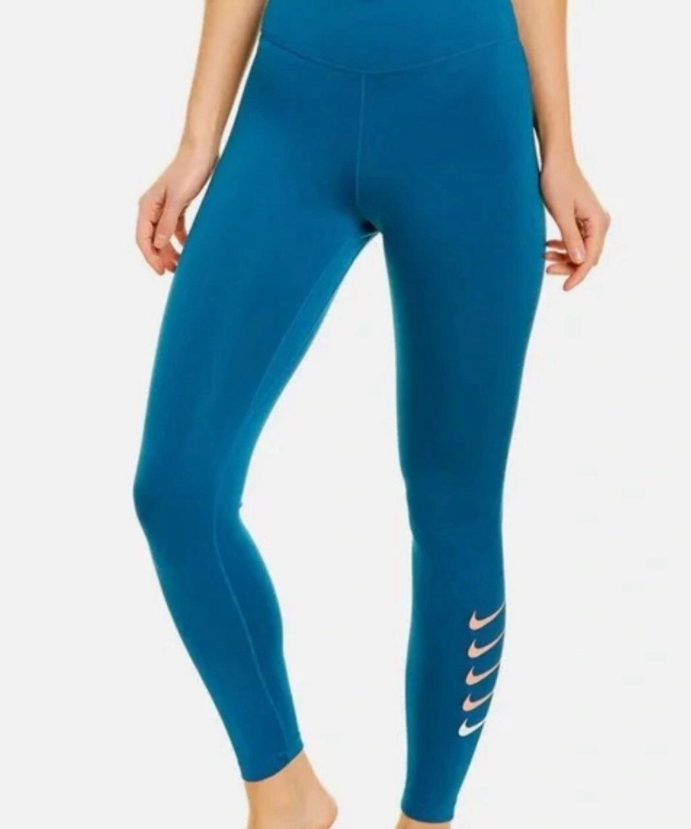 Nike Swoosh Run Running Leggings DJ0934-301 Blue Women's Sz Medium
