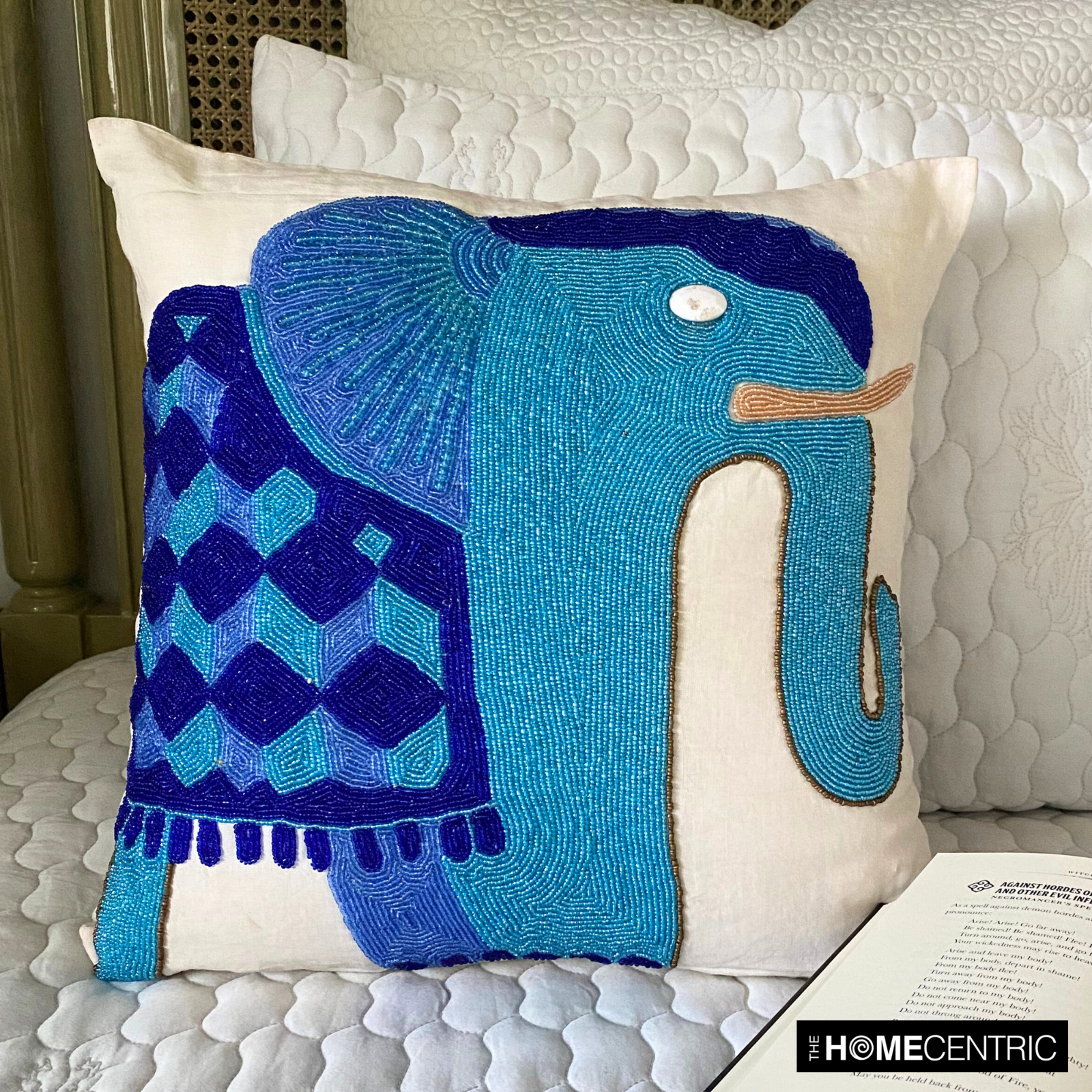 Blue Elephant 16x16 Cotton Decorative Throw Pillow Cover for Home Decor