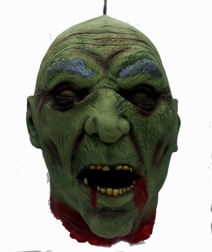 Talla Natural Halloween Utilería Cabeza Walking Dead Cortada CALVA VERDE ZOMBIE - Imagen 4 de 9