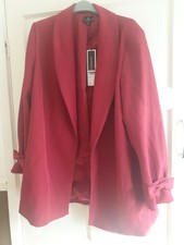 Raspberry Red Lined Blazer Size 16 By Lovedrobe Rrp £59