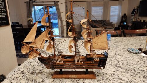 Vintage Decorative hand made wooden model SHIP natural materials Hms Victory - Picture 1 of 10