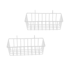 2Pcs White Metal Gird Hanging Basket Iron  Wall Decor Storage Basket