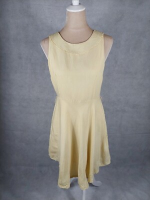 Kleid Oasis Gr. 12 38 M (S/36) gelb Leinen Viskose A-Linie Party dress basic