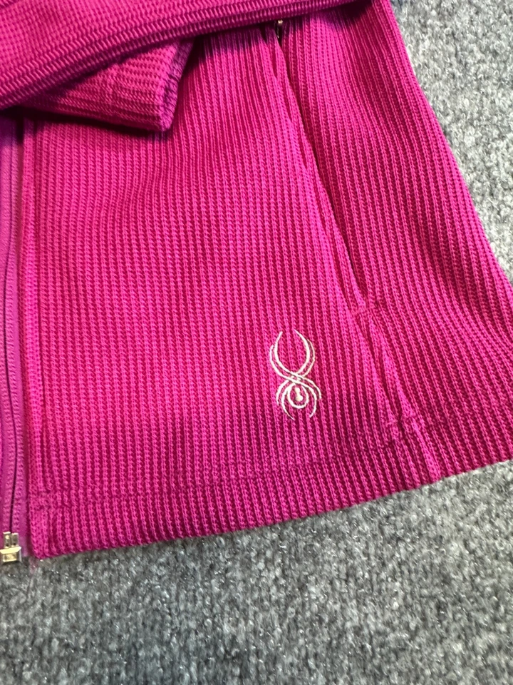 Suéter Spyder Core Para Mujer M Rosa Forrado de Vellón Grueso Tejido Cuello Simulado Cremallera Completa Foto 3 de 4