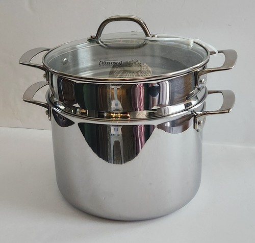 Viking 3-Ply Stainless Steel Stock Pasta Pot, Glass Lid 8 Qt/7.5L 9” D -NEW- - Picture 14 of 16
