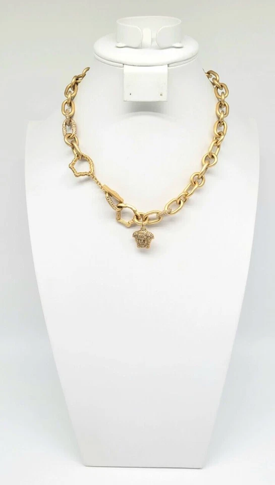 Versace Medusa Gruesa Cadena Distintiva Collar con Palanca + Cristales de Swarovski Foto 4 de 4
