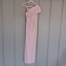 Adrianna Papell One Shoulder Dress Size 2 Metallic Knit Draped Long Column Gown