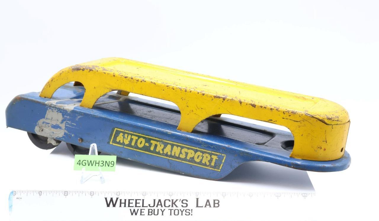 Yellow and Blue Auto Transport Pressed Steel 16" Vintage Toy Truck