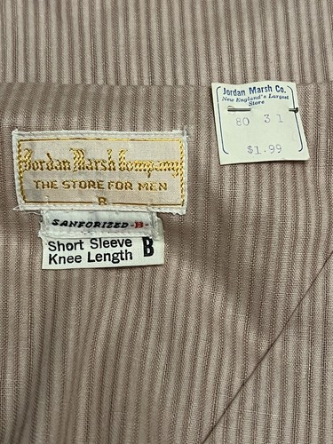 Vintage 1950s Men's Pink Striped Cotton Pajama Shorts Set NEW OLD STOCK Sz B M - Picture 4 of 4
