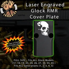 Sideview Skull - Laser Engraved RMR Cover Plate for Glock 19 17 23