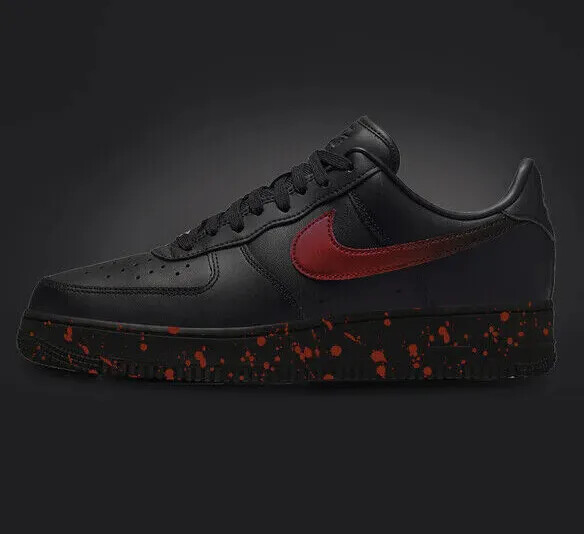 Custom Nike Air Force 1 Black Shoes 'Gradient Red Fade