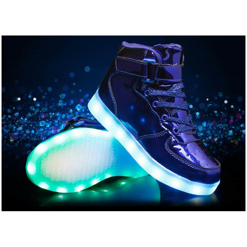 UK Light Up LED Flashing High Top Trainers Shoes Casual Sneakers Kids Boys  Girls
