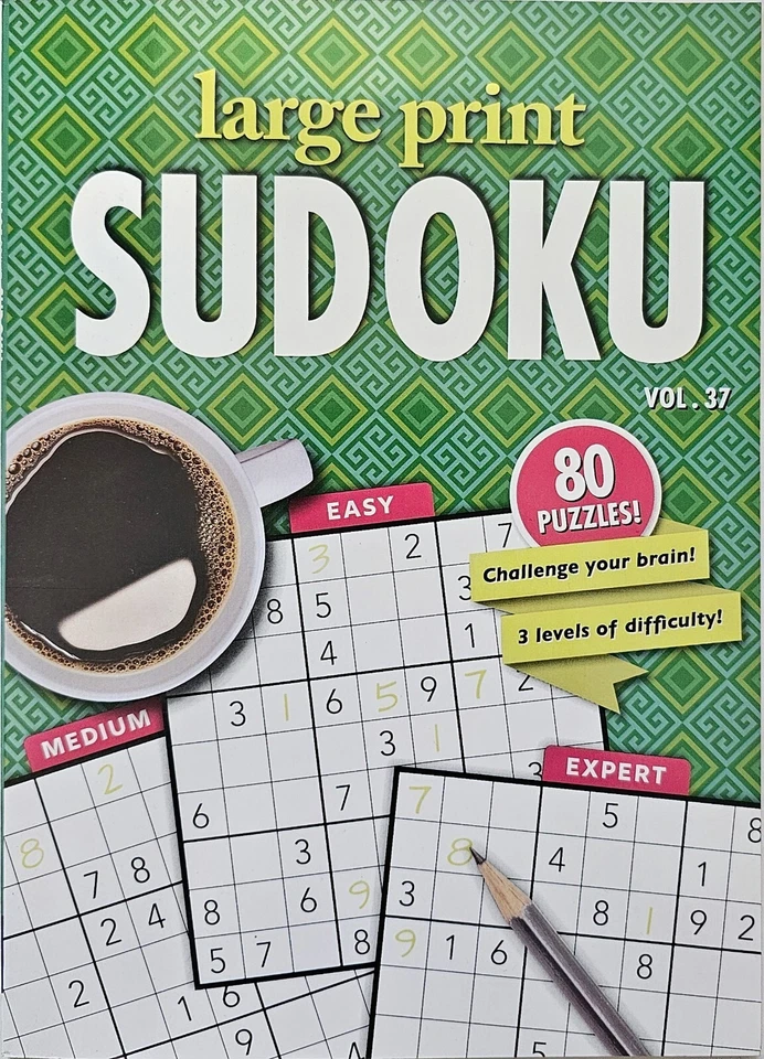 4 New Large Print Sudoku PAPP Puzzle Books Vol# 35-38 Games Entertain Hobbies - Image 4 of 4