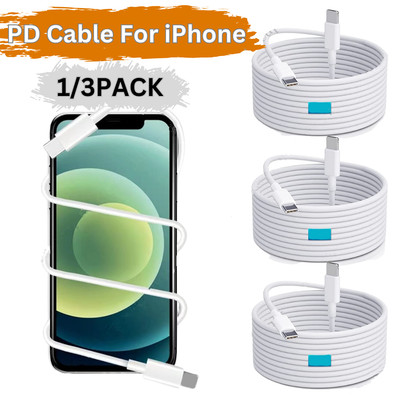 Fast Charger Cable Type USB C PD Cord 3/6FT For iPhone 14 13 12 11 Pro Max XR XS