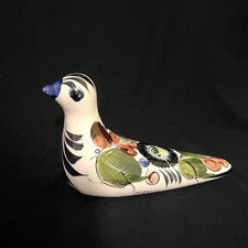 Vintage Hand Painted Tonala Mexican Folk Art Clay Pottery Bird 7.5” Dove READ