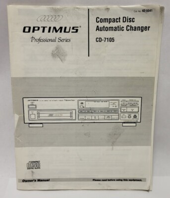 OPTIMUS CD-7105 Automatic Compact Disc Changer Owner's Manual Instructions 1993