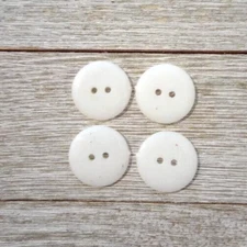 4 White Sewing Buttons Crafting Flat Resin 2 Hole 3/4"  20mm 