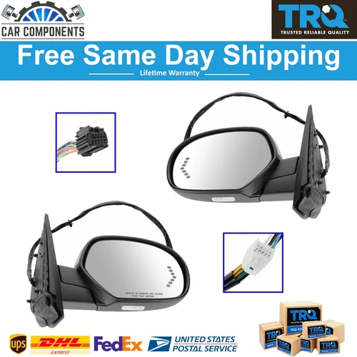 TRQ Mirror Power Folding Heated Memory Puddle Signal Pair For 2007-2008 GM Truck