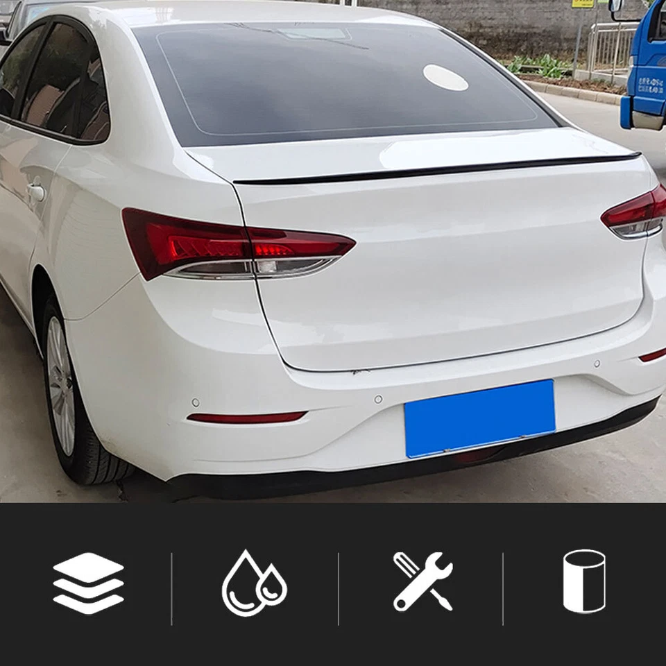 Universal 1.2M Black Car Rear Roof Trunk Spoiler Rear Wing Lip Trim Tail Sticker Foto 2 de 4