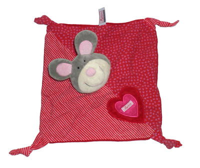 Sigikid Maus Mouse in rot Schmusetuch Schnuffeltuch Kuscheltuch mit   Herzchen
