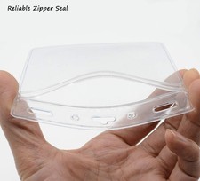 50 Pack Waterproof ID Badge Holders Fits 4x3 Inserts , Clear Vinyl Sealable,...