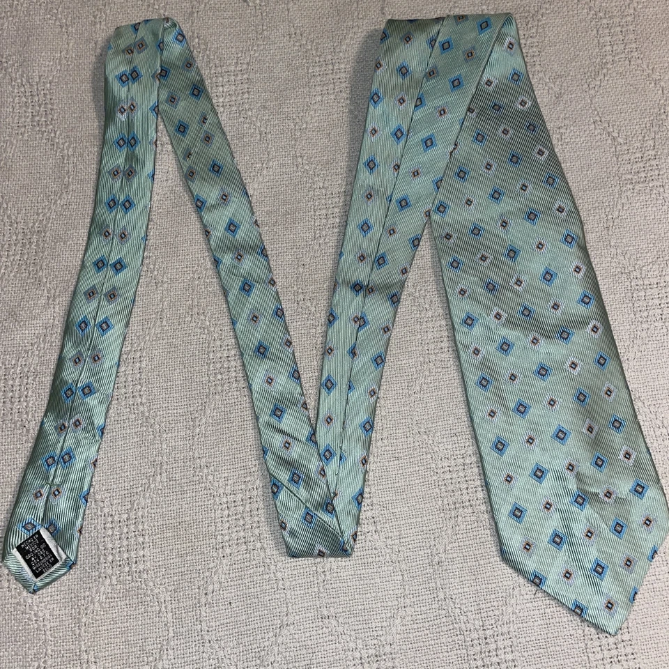 Vestido Carven Paris gravata masculina tamanho 59” 4” verde perfeito geométrico formal empresarial - Imagem 3 de 4