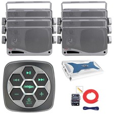Metra Marine with Bluetooth Controller, 6x 3.5'' 200W Mini Box Speaker, Amp, Kit