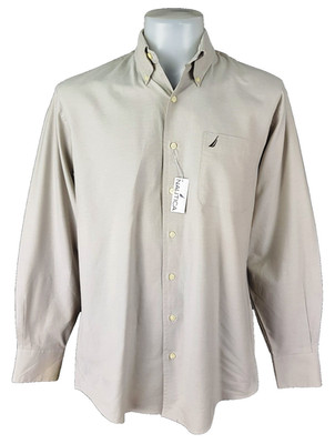 NAUTICA Herren grau L/S ABENDHEMD HEMD VINTAGE OXFORD - 15,5'' - M - 46'' - £69