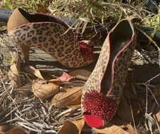 Poetic Licence Talk The Talk Leopard Heels Worn Twice EC Sz:7.5